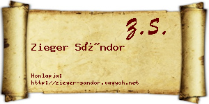 Zieger Sándor névjegykártya